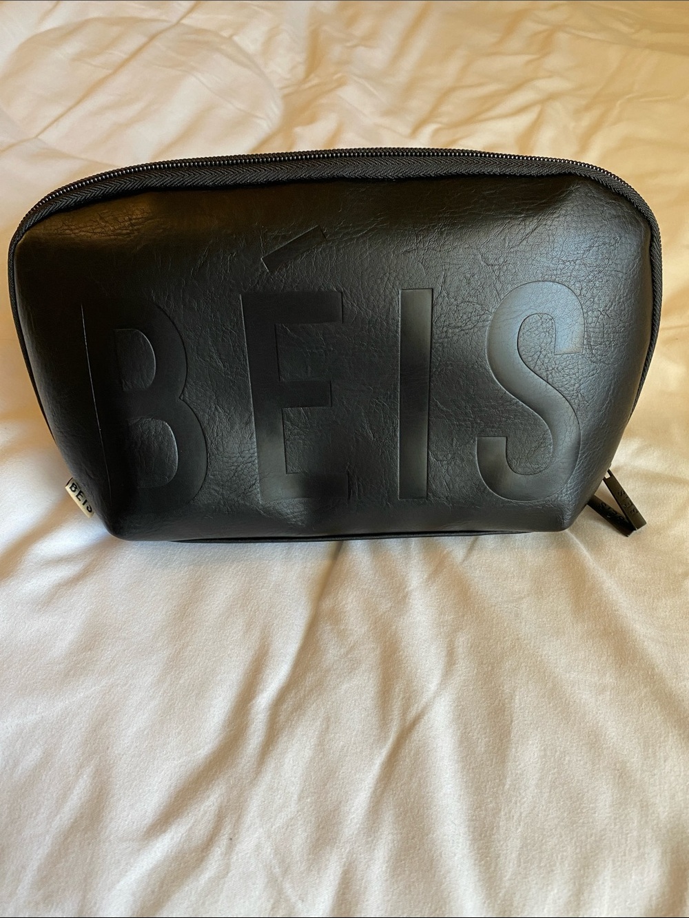 BEIS Large Cosmetic Pouch Black Faux Leather